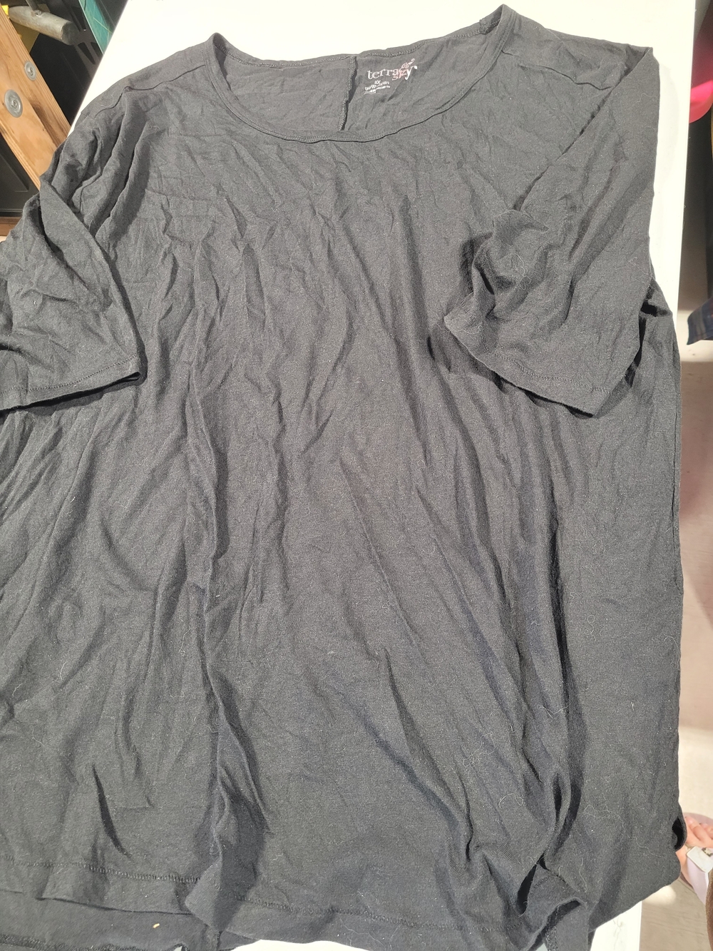 Terra & Sky Black Scoop Neck Short Sleeve Top